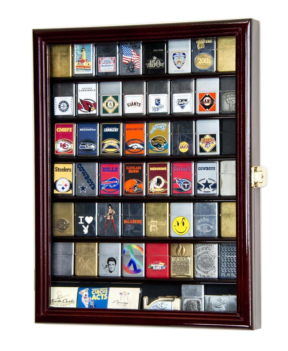 Zippo Lighter Display Cabinet Case Holds 80 Lighters Rosewood - Foto 6