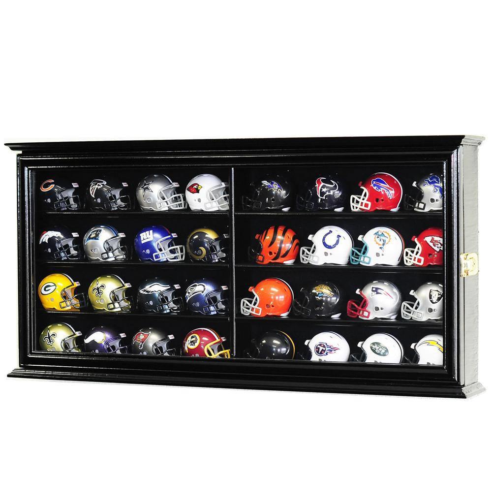32 Pocket Pro Mini Helmet Display Case Cabinet Black