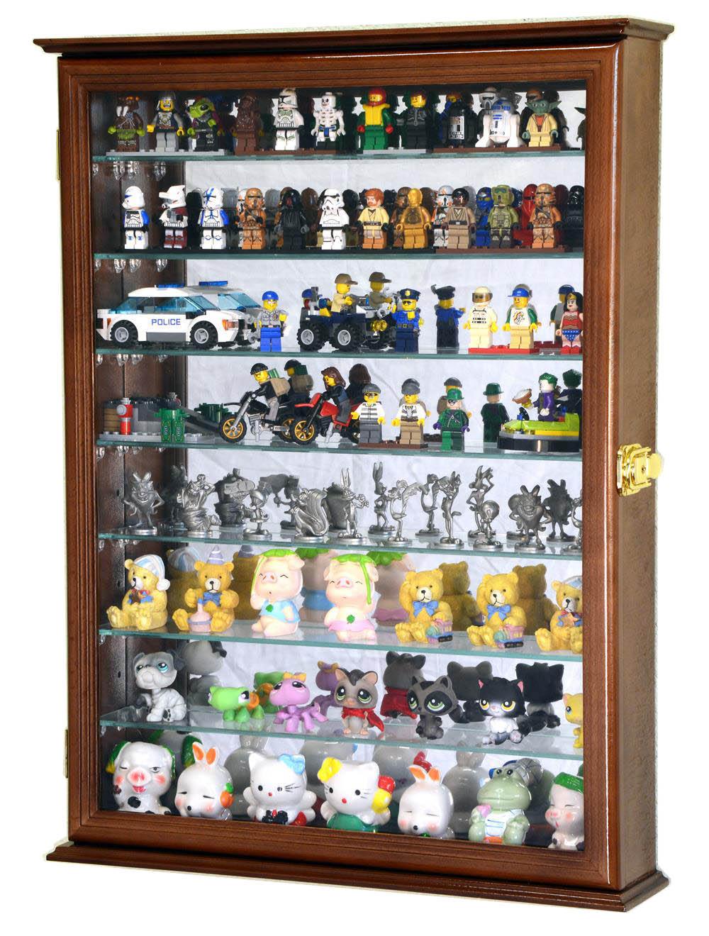 Adjustable Shelves Mirror Back Mini Figures Miniatures