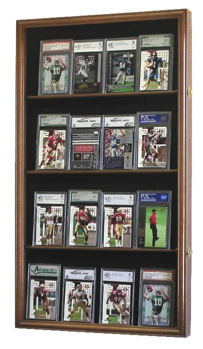 16 Graded Sport/Collectible Trading Card Display Case Cabinet Walnut 16 Graded Sport/Collectible Trading Card Display Case Cabinet Walnut