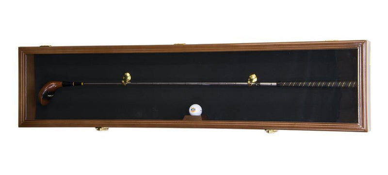 1-2 Golf Clubs Display Case Cabinet Shadowbox - Walnut Black Background  sfDisplay.com