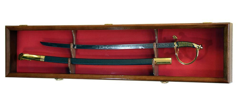 Large 1 Sword and Scabbard Display Case Cabinet (deeper 5 1/4" depth) - sfDisplay.com