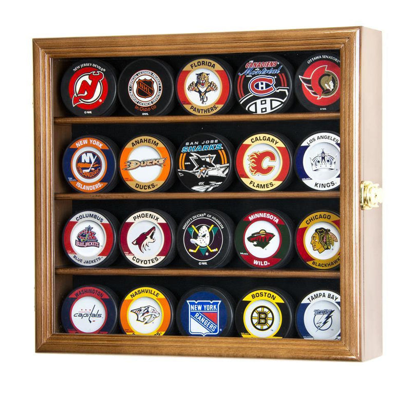 20 Hockey Puck Display Case Cabinet Oak