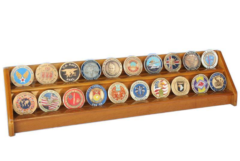 2 Row Challenge Coin / Casino Chip Display Rack
