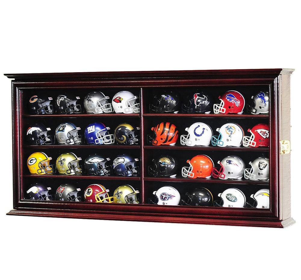32 Pocket Pro Mini Helmet Display Case Cabinet Cherry 32 Pocket Pro Mini Helmet Display Case Cabinet Cherry