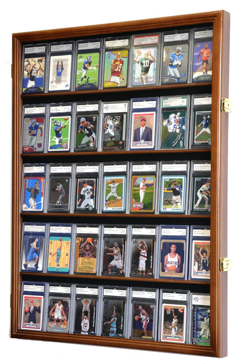 card display cases Case (4-Row) - Trading Card Case Features 2 hinges which allow for complete and easy opening and closing and are finished with black velvet Locking 36x24 Portable Display Case