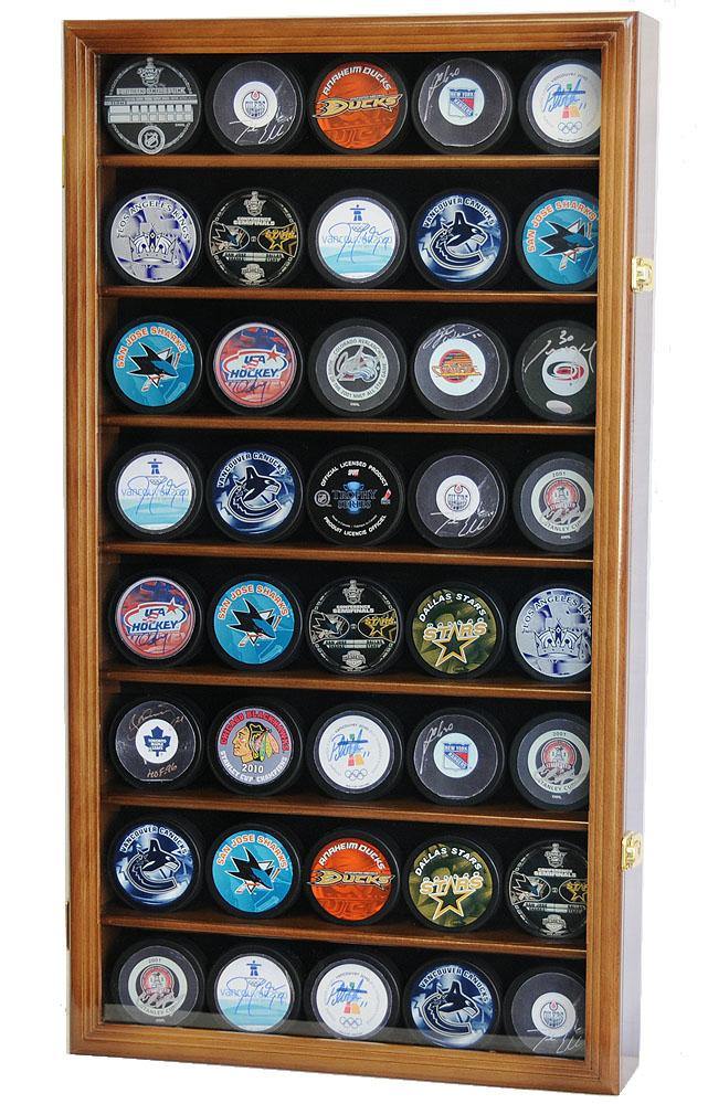 40 Hockey Puck Display Case Cabinet