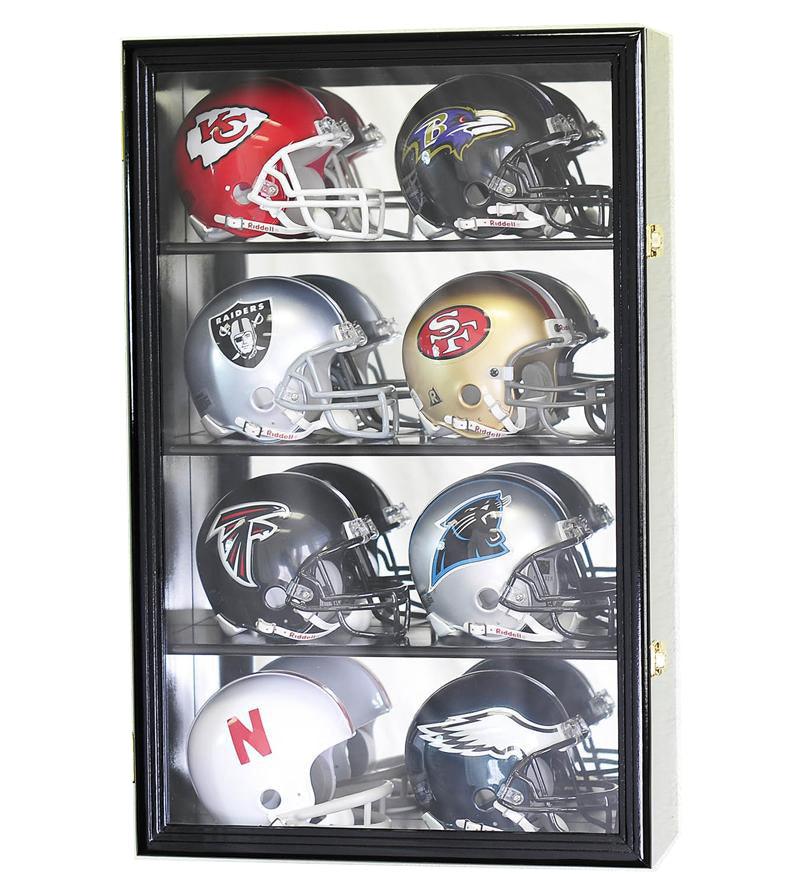 buy football helmet case sfDisplay.com,LLC. 8 Mini Helmet Display Case Cabinet Holder Rack w/UV Protection- Lockable with Mirror Back