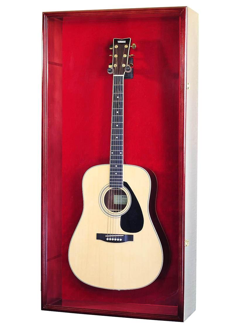Large Acoustic Guitar Display Case Cabinet Cherry Red
