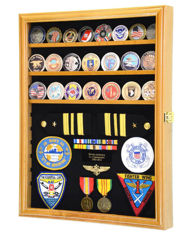 Military Pin Display Case Cabinet wall Shadow Box for Medal