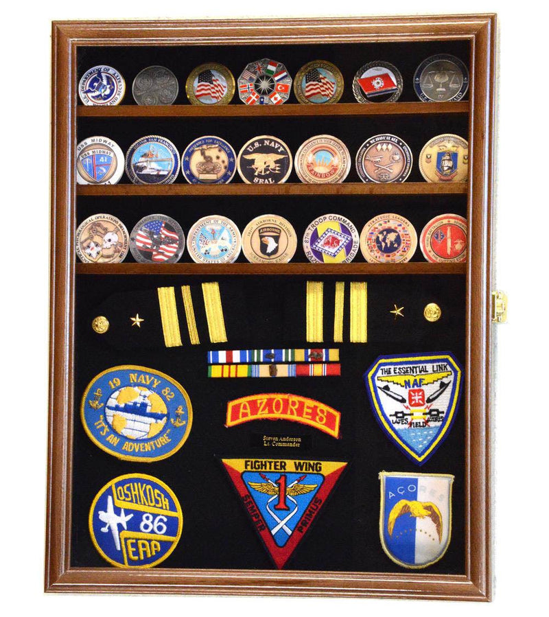 Challenge Coin / Medals / Pins / Badges / Ribbons / Insignia /Combo Display Case Cabinet