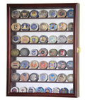 Mirrored Back Military Challenge Coin Display Case Cabinet