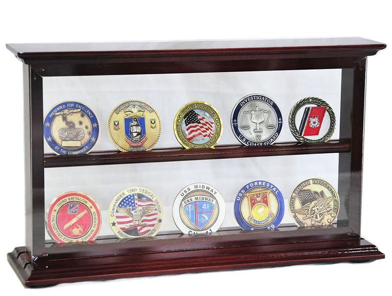 2 Shelves Military Challenge Coin Curio Stand Rack - sfDisplay.com