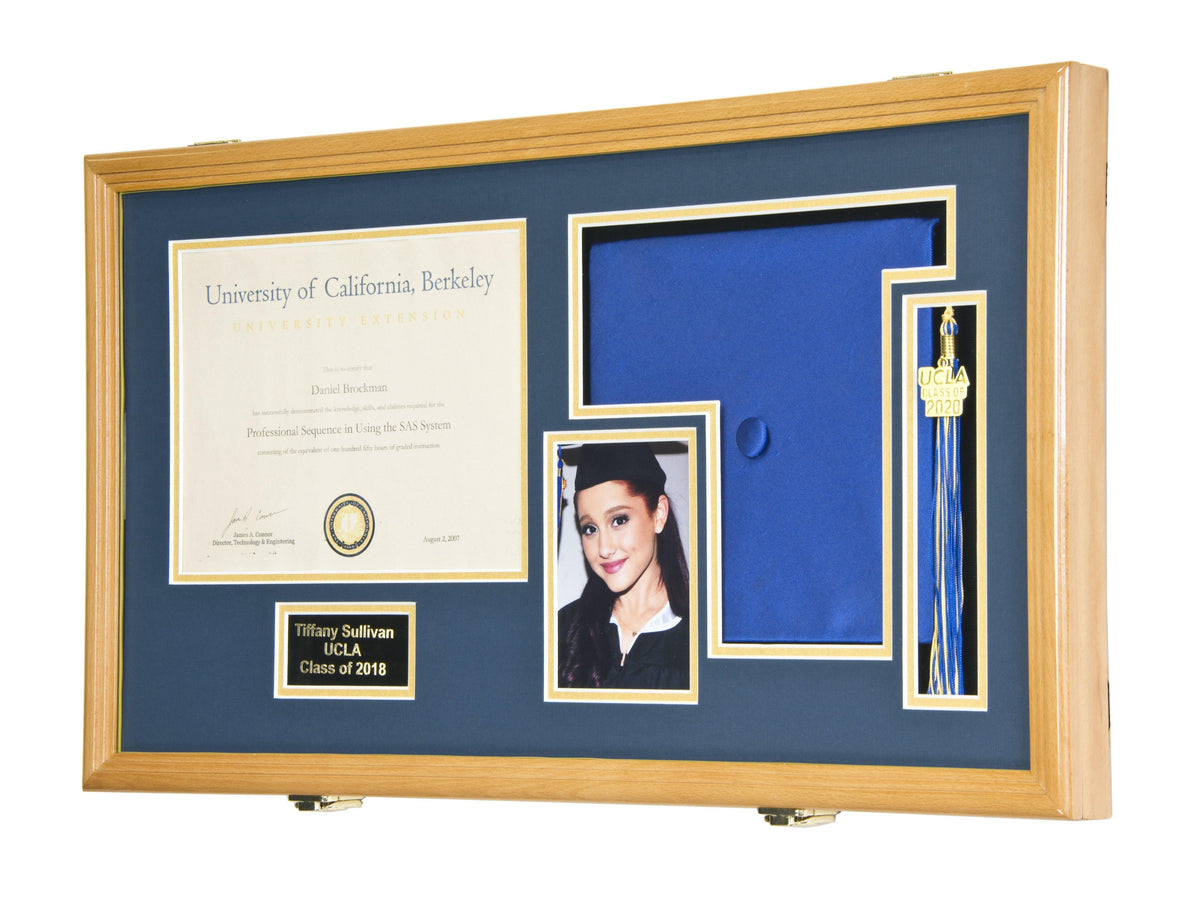 Large Diploma, Graduation Tassel, and Cap Display Cabinet (w