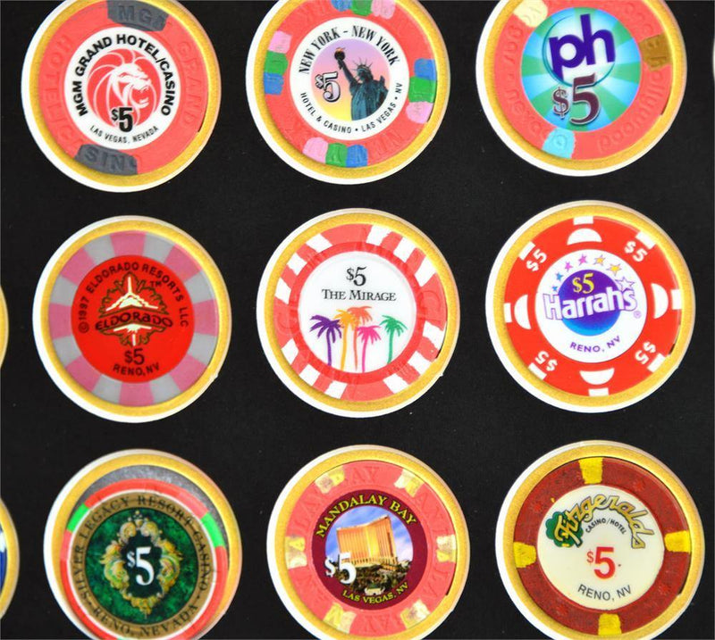 48 Casino Chip / Poker Coin Display Frame  (with Custom Matting Insert) - sfDisplay.com
