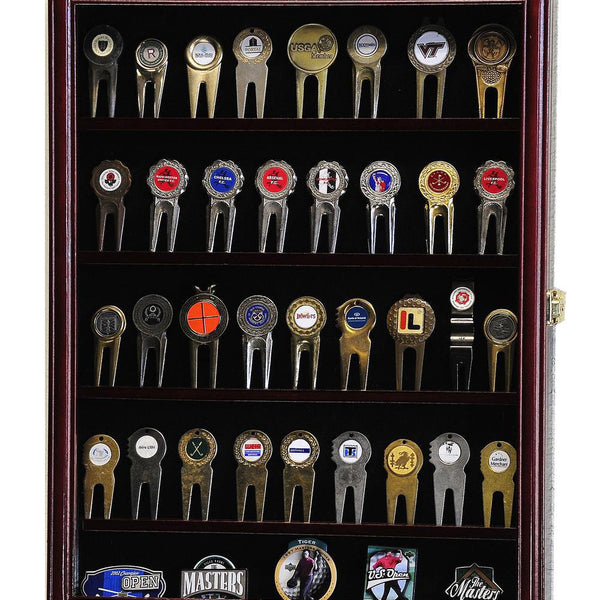 Golf Divot Tool Markers Coin Chips Medallion Display Case Cabinet