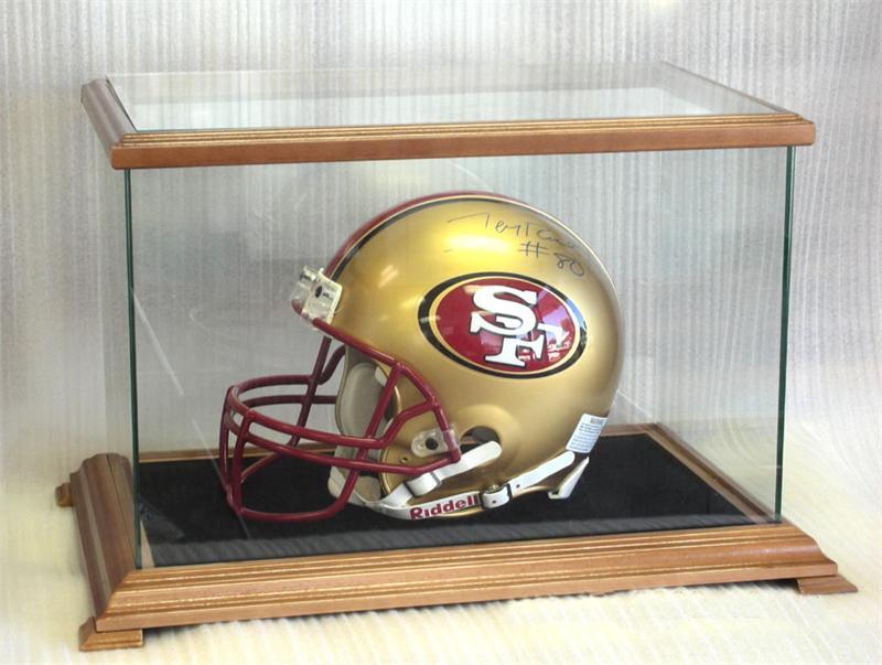 case for old football helmet Football Helmet Glass Display Case Walnut