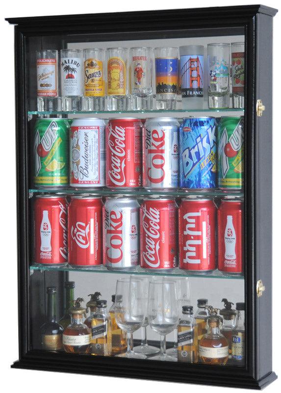 Mini Liquor Bottle/ Soda Can w/Mirror Backed Display Case Cabinet
