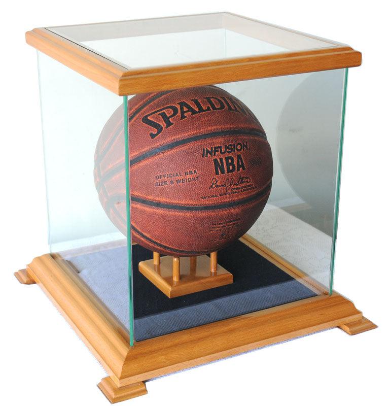 Glass Display Case (for Basketball, Soccer Ball, Football, Baseball Glove, Helmets and more) - sfDisplay.com