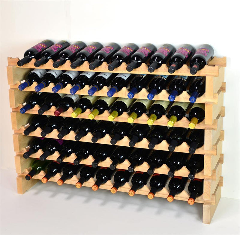 10X Bottles Beech Hardwood Modular Wine Rack Stackable (10 Bottles per Row) - sfDisplay.com