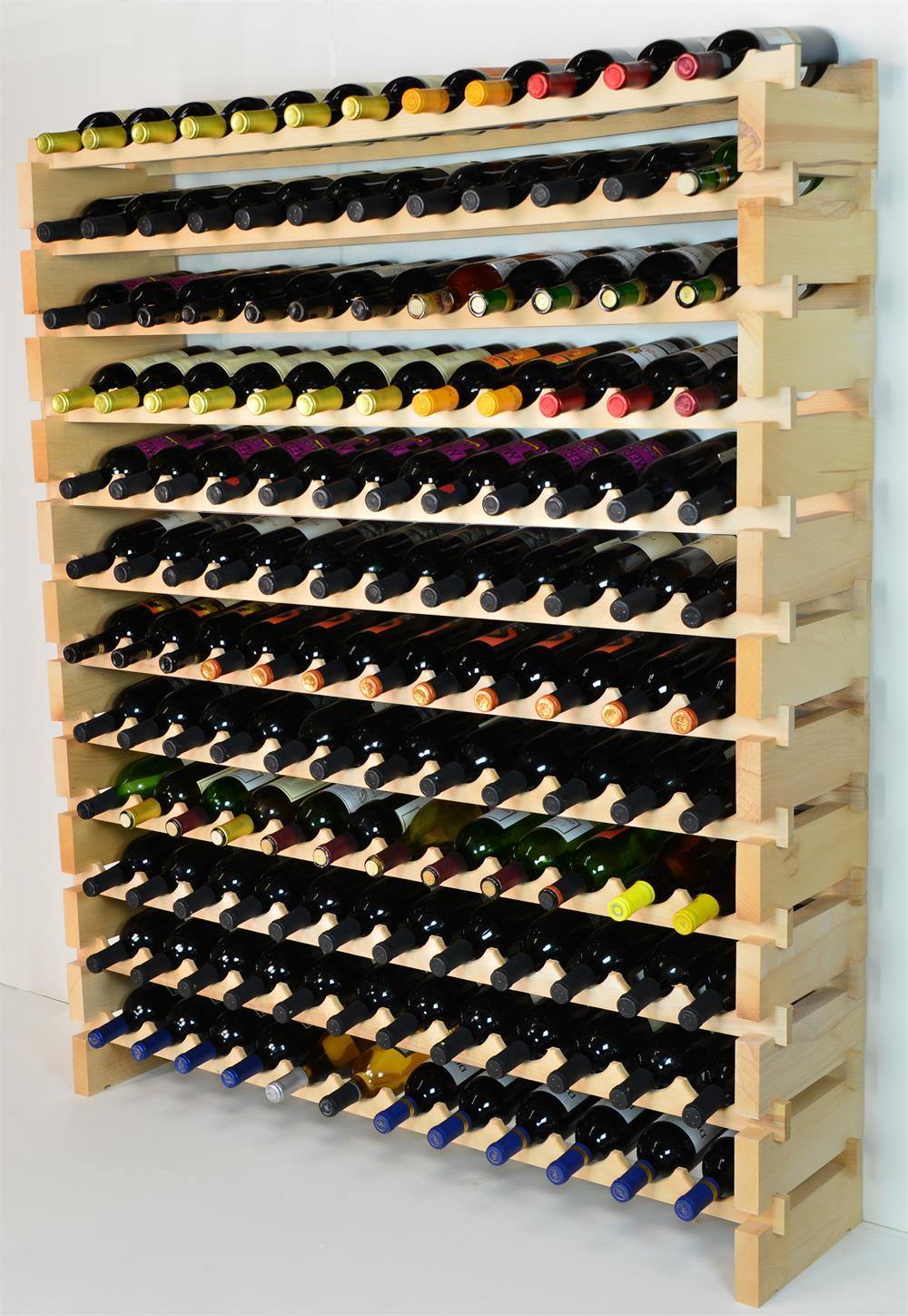 12X Bottles Pine Wood Modular Wine Rack Stackable (12 Bottles per Row)