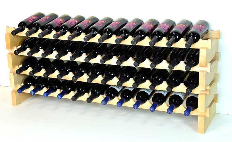 12X Bottles Beech Hardwood Modular Wine Rack Stackable (12 Bottles per Row) - sfDisplay.com