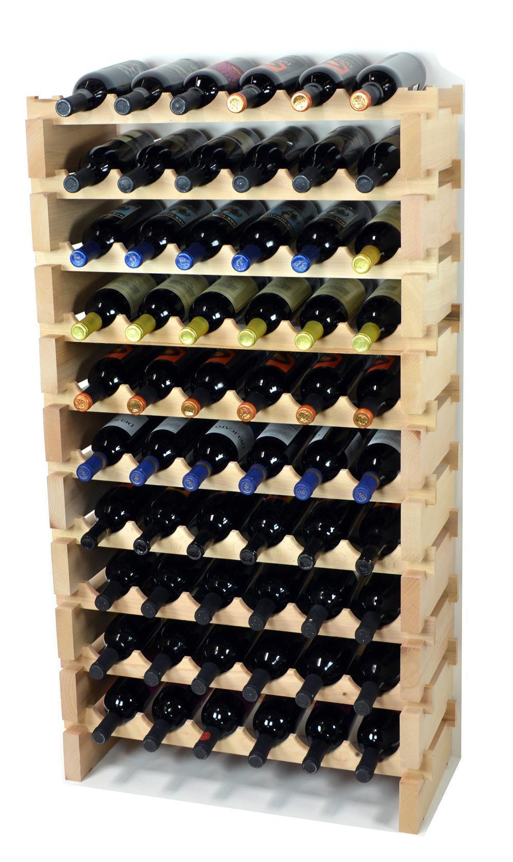 6X Bottles Beech Hardwood Modular Wine Rack Stackable (6 Bottles per Row)