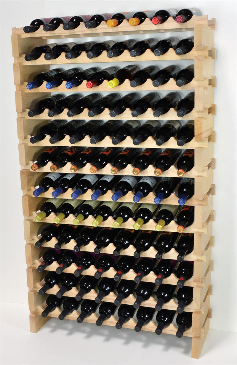 8X Bottles Beech Hardwood Modular Wine Rack Stackable (8 Bottles per Row) - sfDisplay.com