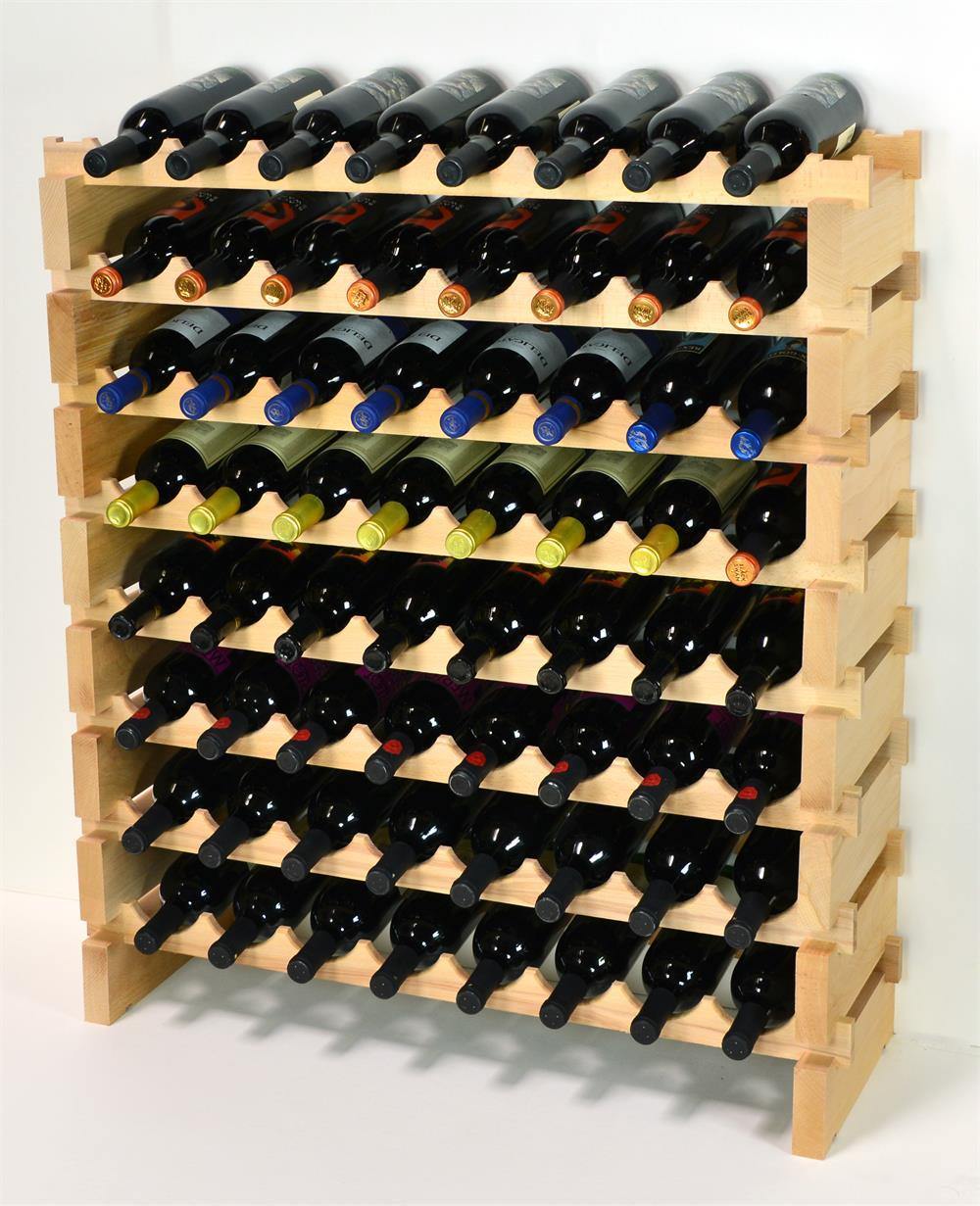 8X Bottles Pine Wood Modular Wine Rack Stackable (8 Bottles per Row)