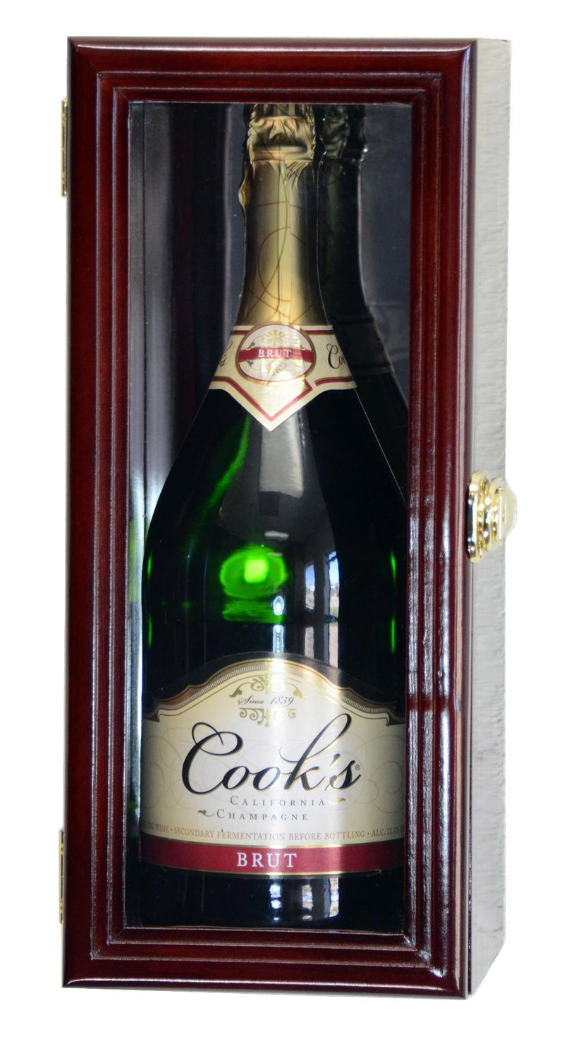 Single Wine / Champagne Bottle Display Case Cabinet (Fits All Sizes) - sfDisplay.com