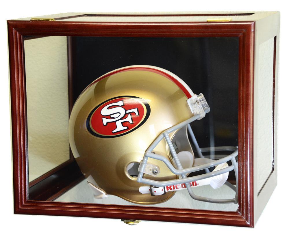 buy football helmet case Football Helmet Display Case (Wall Mounting/Free Standing) Cherry