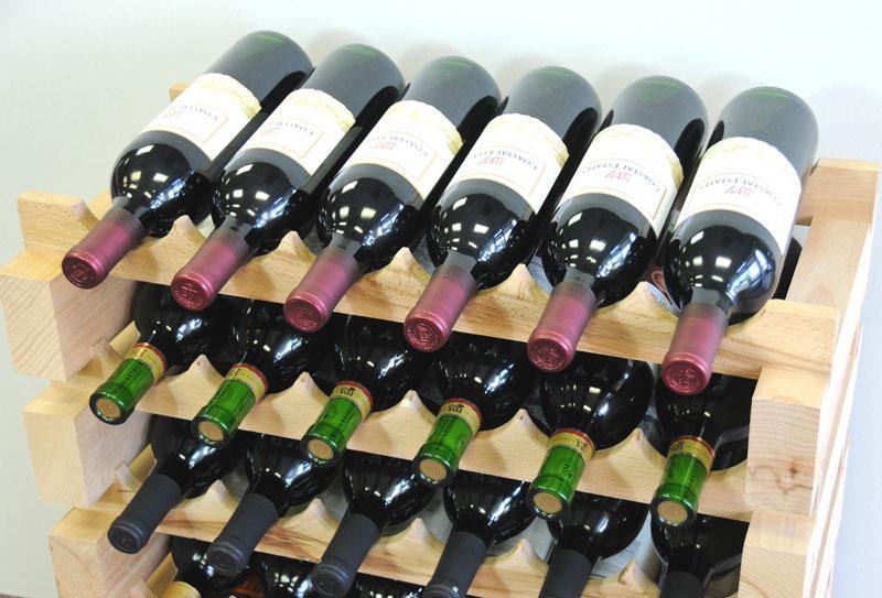 8X Bottles Beech Hardwood Modular Wine Rack Stackable (8 Bottles per Row) - sfDisplay.com