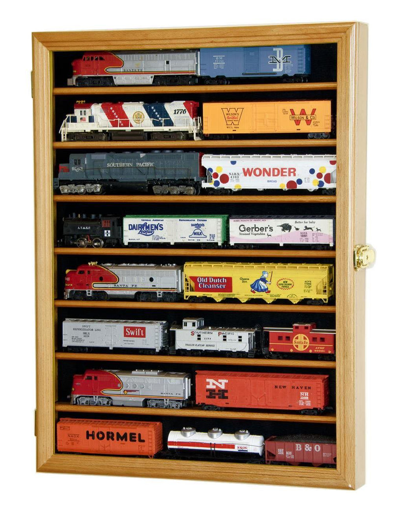 Small HO Scale Train Model Trains Locomotive Engine Display Case Cabinet - sfDisplay.com