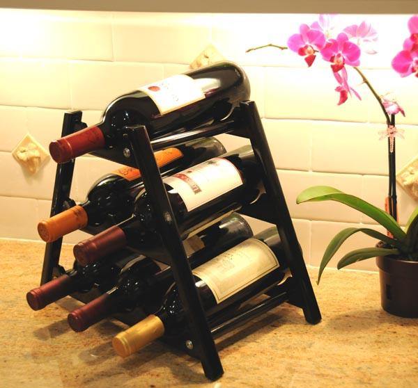 6 Bottles Hardwood Wine Stand / Rack - sfDisplay.com