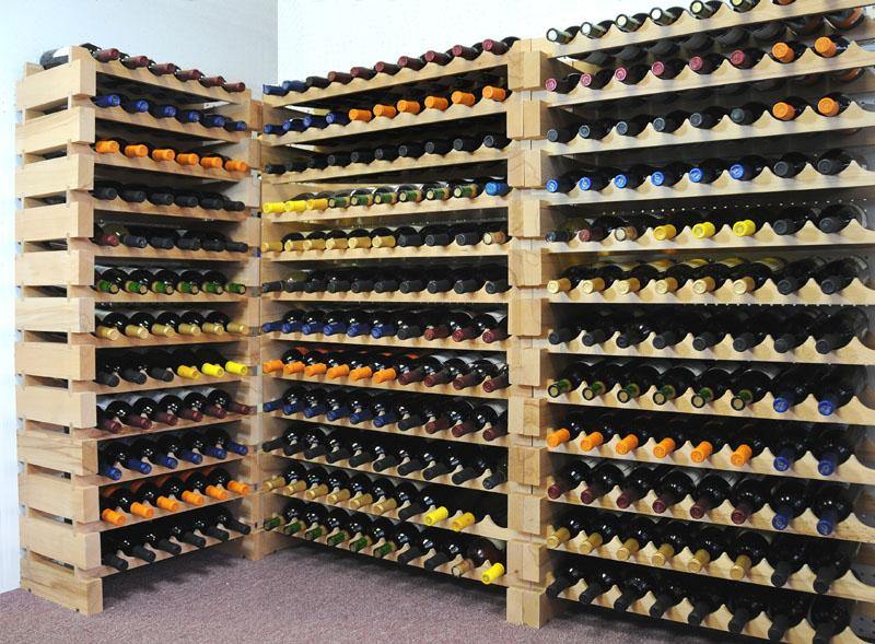 10X Bottles Pine Wood Modular Wine Rack Stackable (10 Bottles per Row) - sfDisplay.com